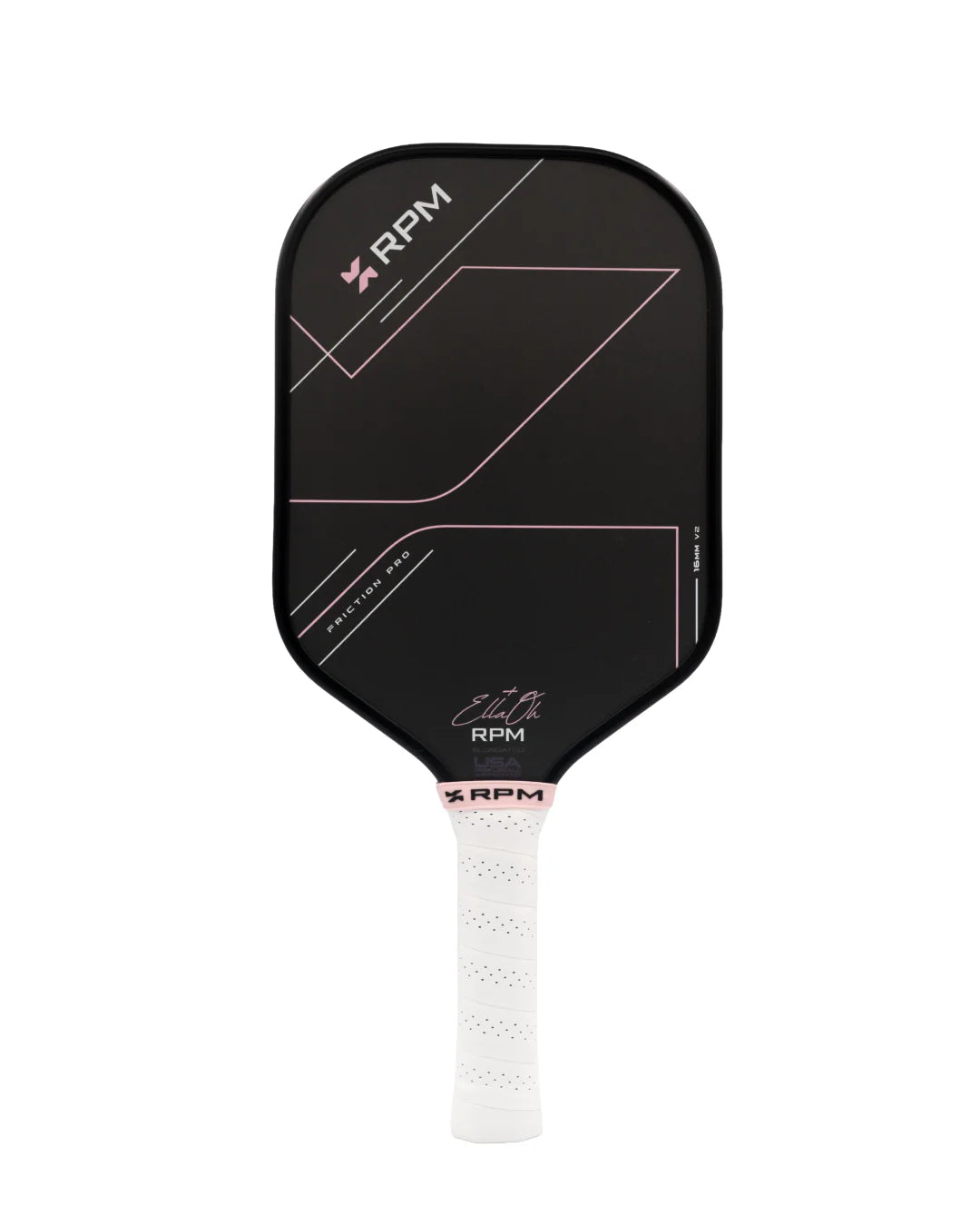RPM V2 Pink Ella Oh Signature Elongated 16mm pickleball paddle - front
